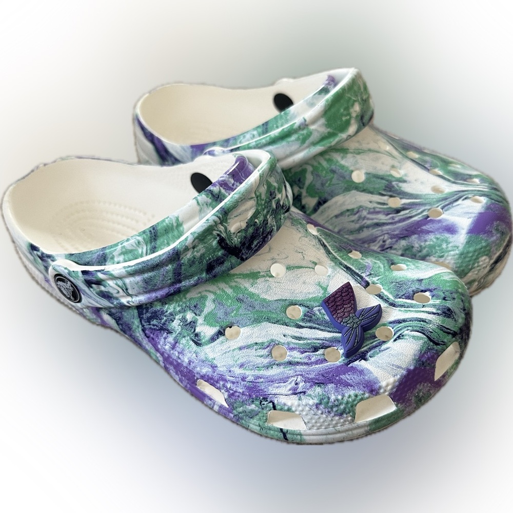 Crocs Classic Clog Out Of This World II Purple Teal Pastel Marbled 6